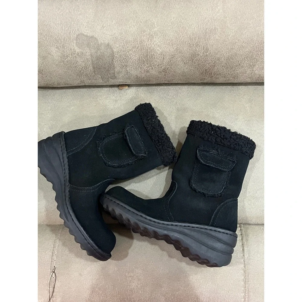 American Eagle Women's Haile Boots  8 Black Good Suede Faux‎ Fur Zipper